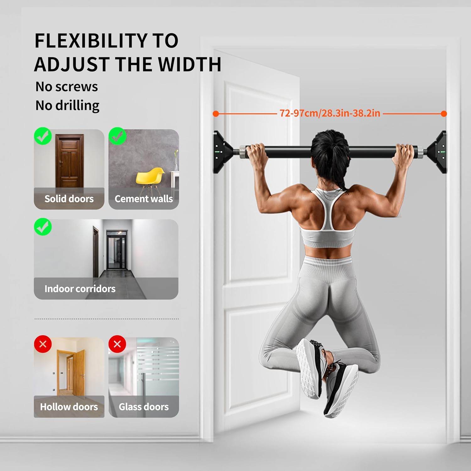 PROIRON Doorway Pull Up Bar — No-Screw Chin Up Bar for Home Gym, 200kg