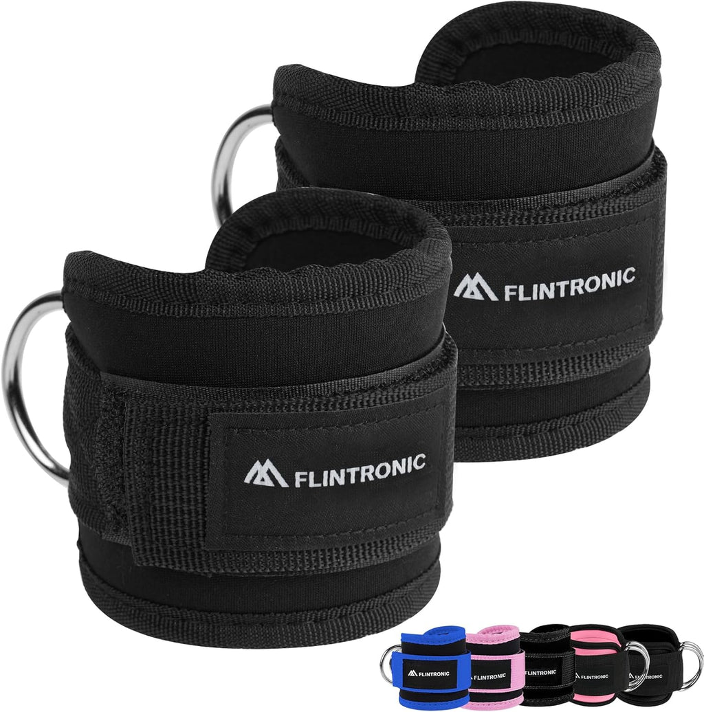 Flintronic Ankle Straps for Cable Machine — Adjustable Neoprene Gym Ankle Cuffs