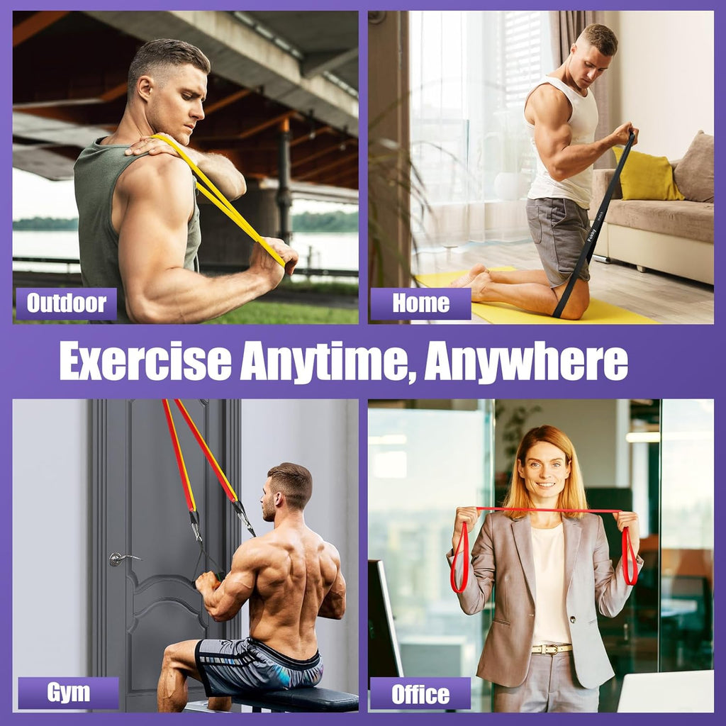 Fokky Resistance Bands Set — 5-Level Tube Bands with Handles & Door Anchor