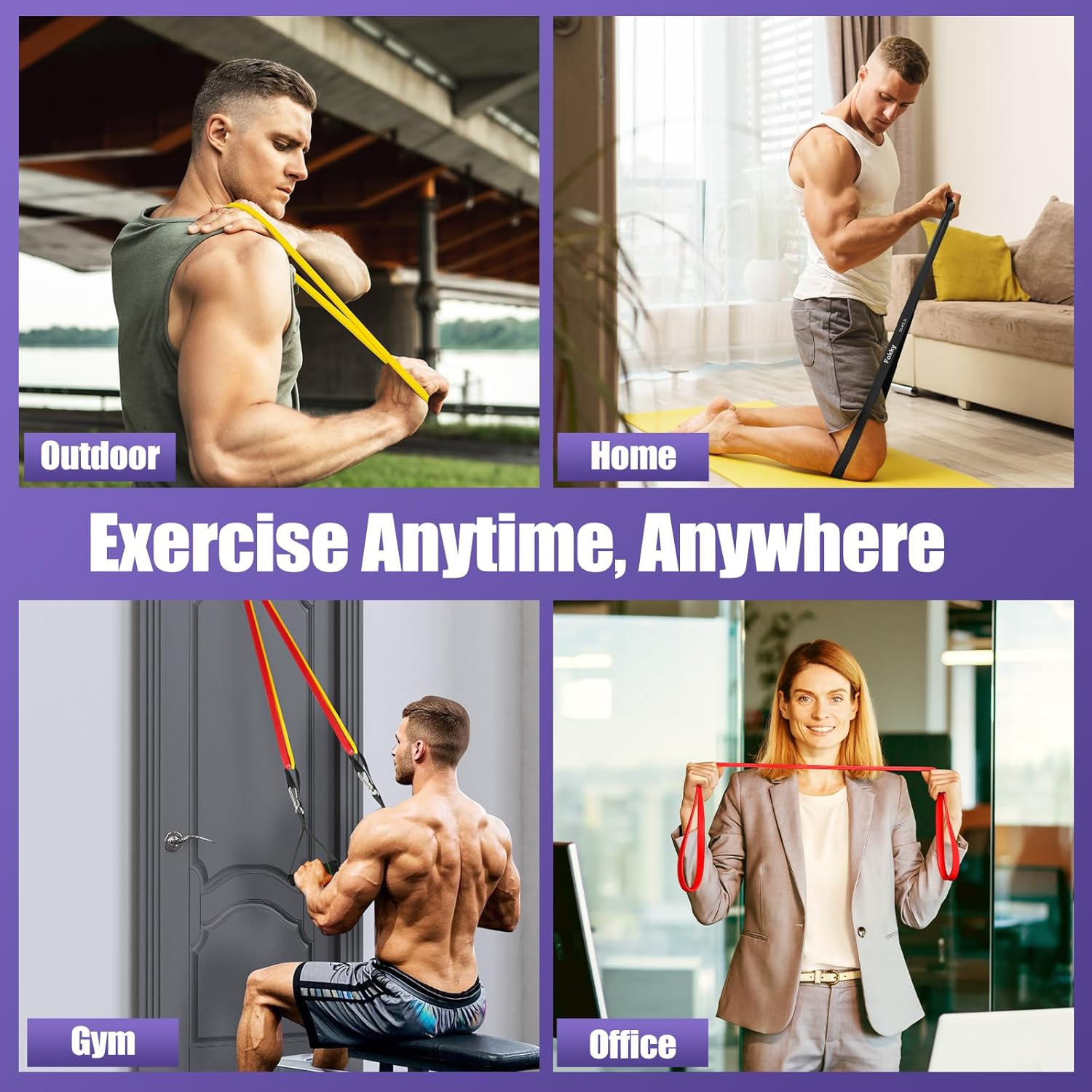 Fokky Resistance Bands Set — 5-Level Tube Bands with Handles & Door Anchor