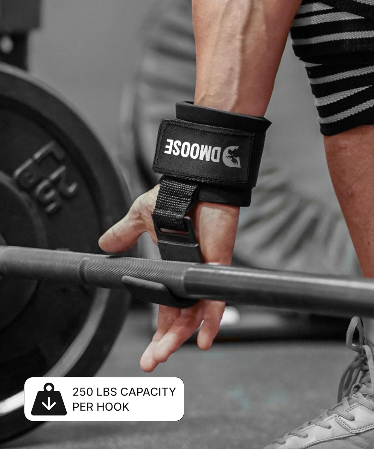 DMoose Weight Lifting Hooks (Pair) — Heavy-Duty Wrist Straps for Deadlifts