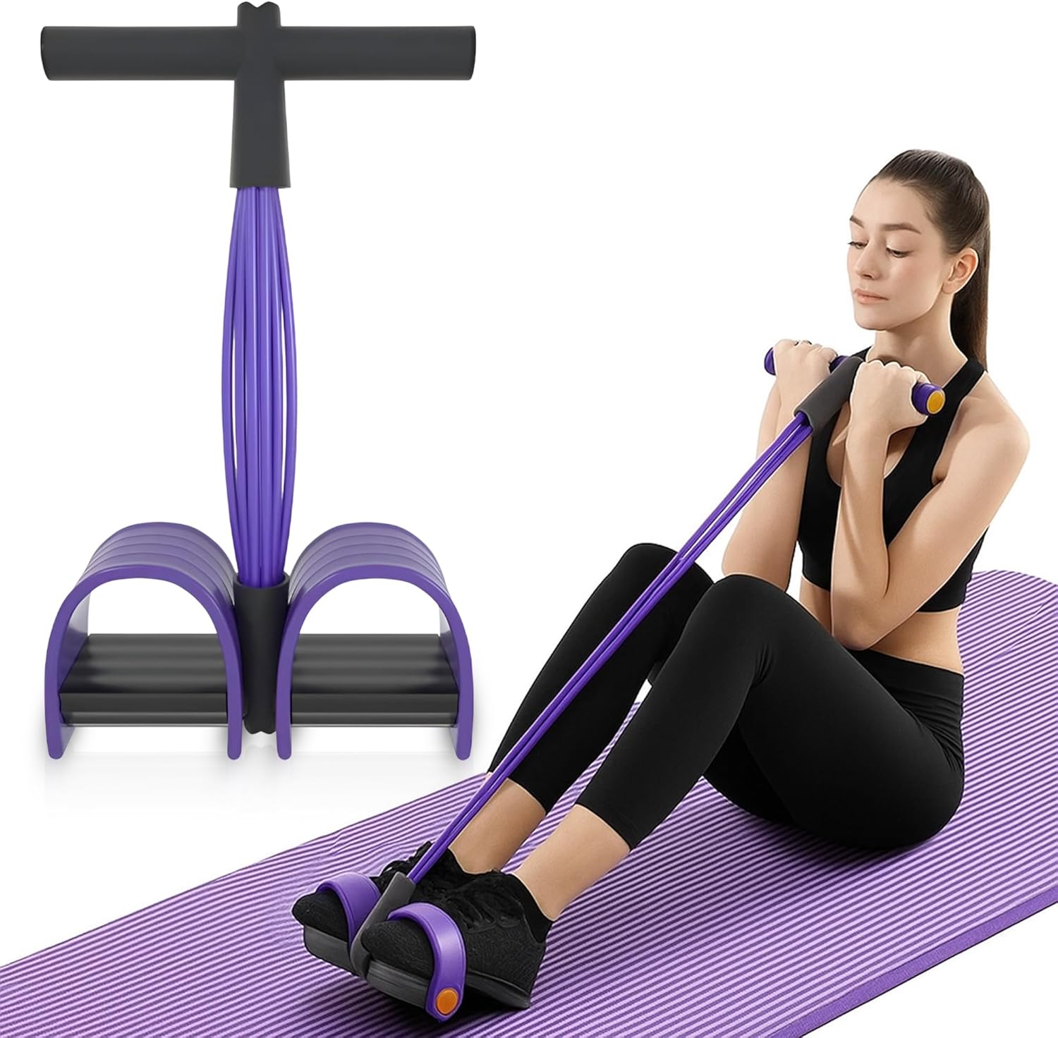 Abdominal Trainer Sit-Up Bands — 6-Tube Full Body Home Workout Expander