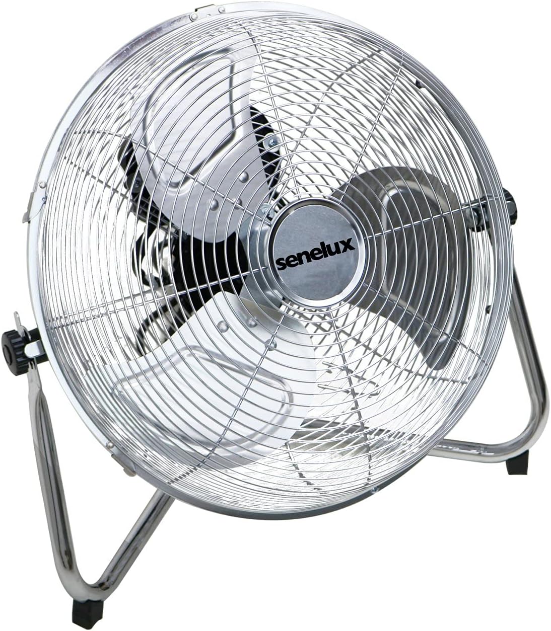 Senelux Chrome Gym Floor Fan — 3-Speed Portable Electric Cooling Fan