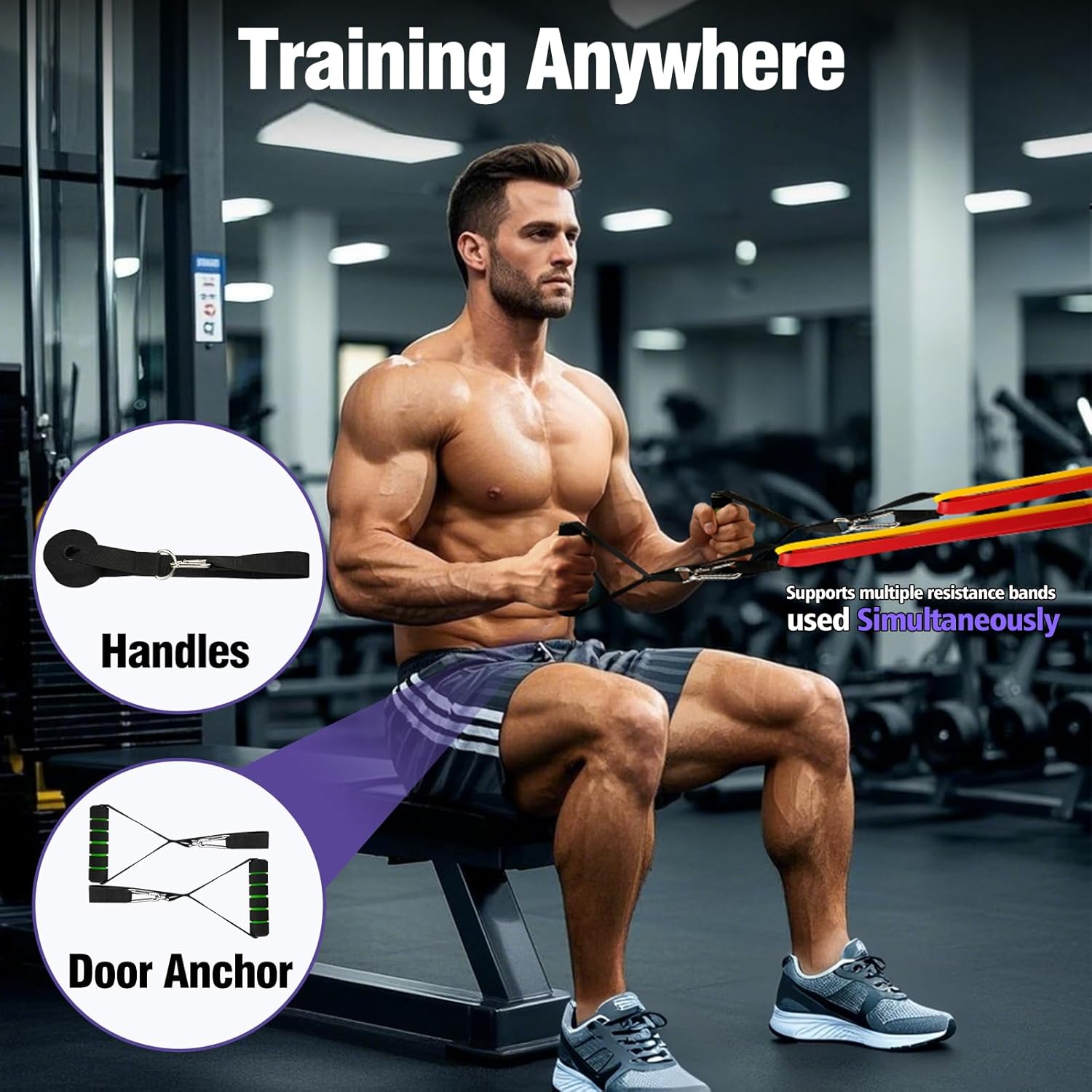 Fokky Resistance Bands Set — 5-Level Tube Bands with Handles & Door Anchor