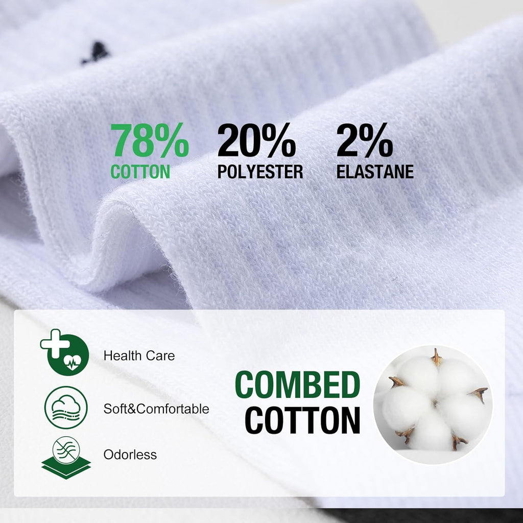 Niorasen Cushioned Sports Socks — Combed Cotton Gym Running Socks for Men & Women