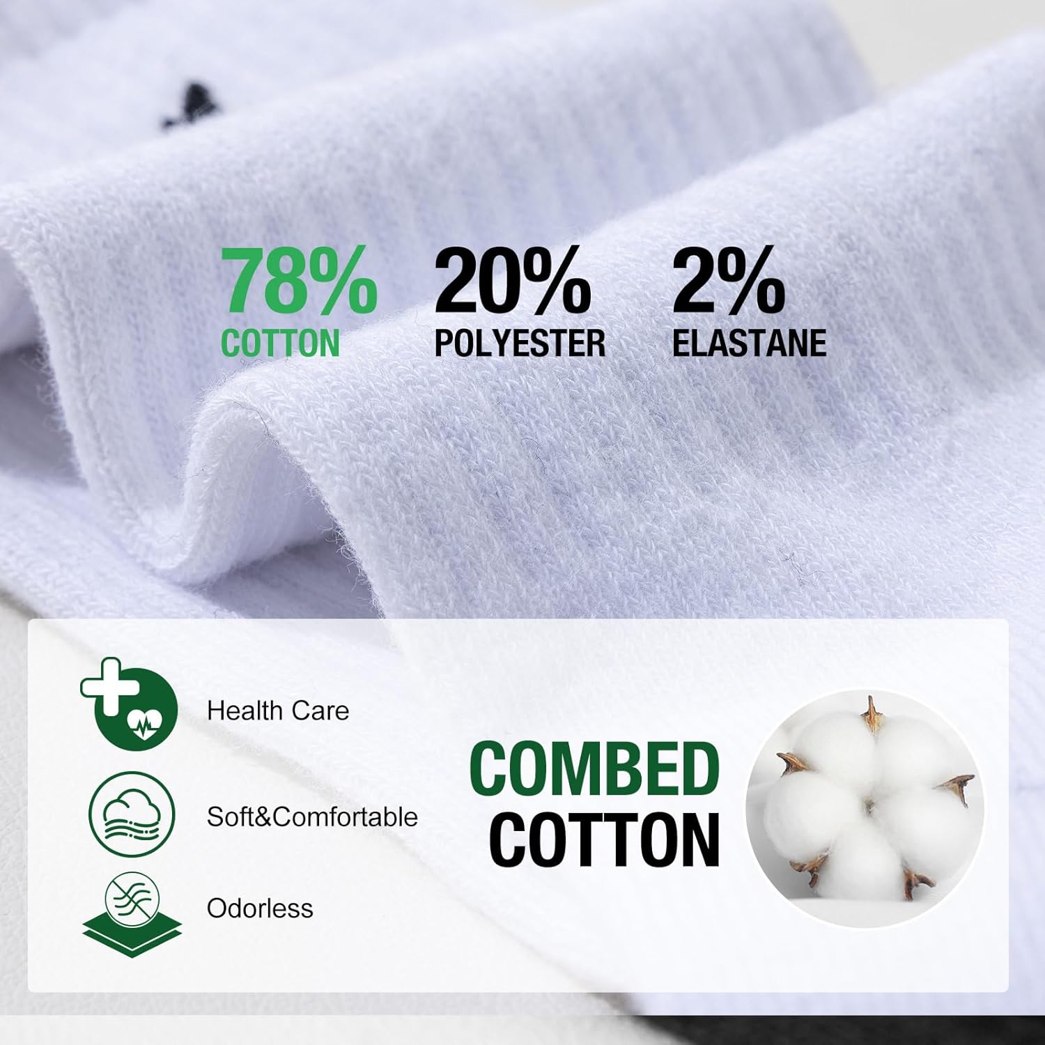 Niorasen Cushioned Sports Socks — Combed Cotton Gym Running Socks for Men & Women