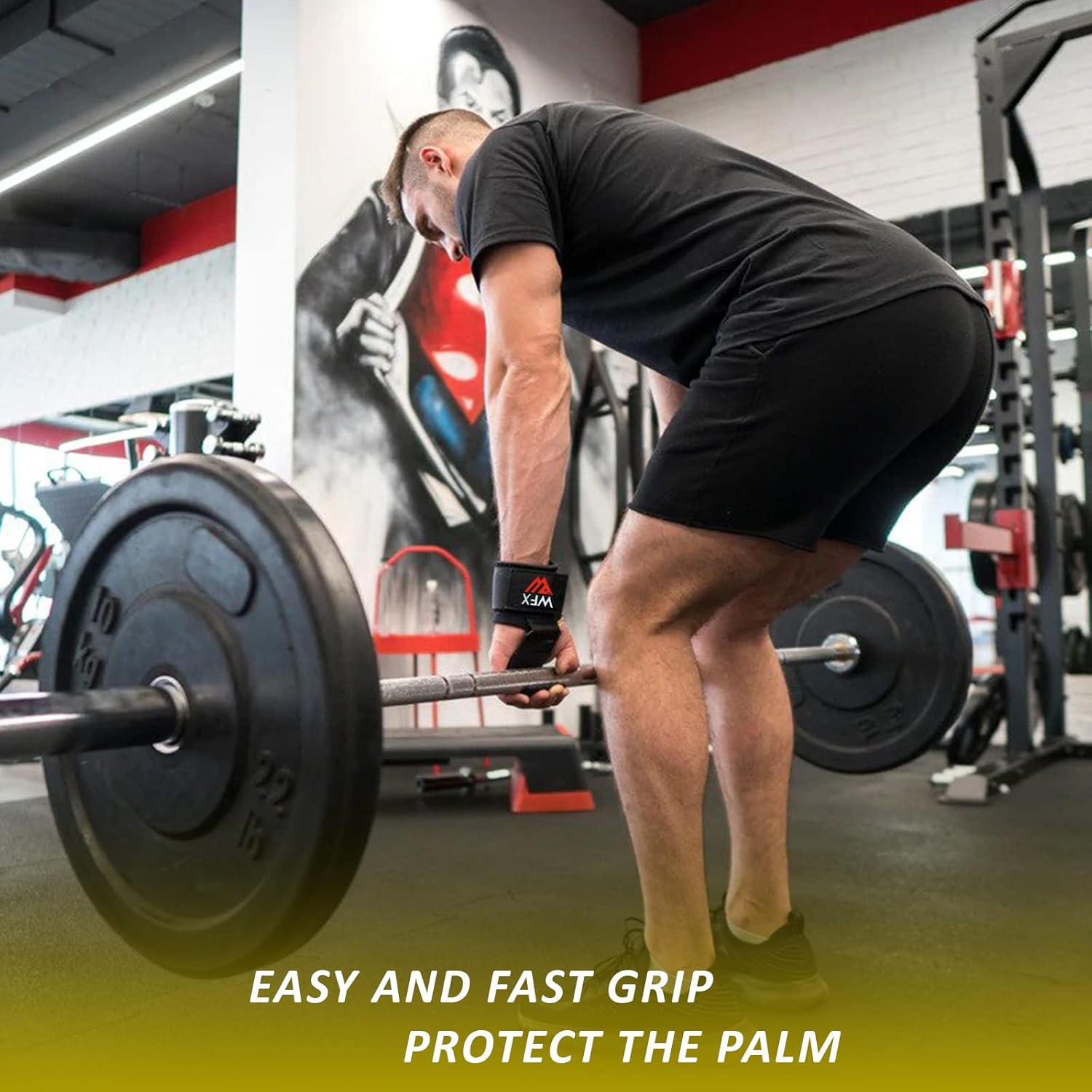 Weight Lifting Hooks — Non-Slip Rubber Grips with Neoprene Wrist Support Padding