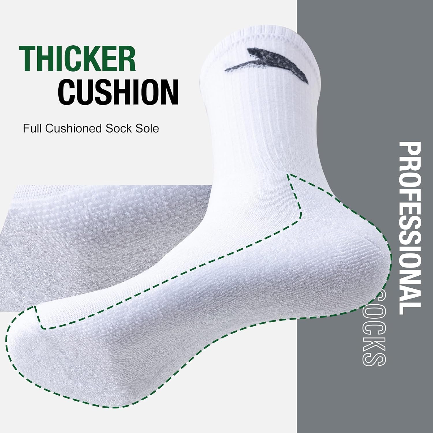 Niorasen Cushioned Sports Socks — Combed Cotton Gym Running Socks for Men & Women