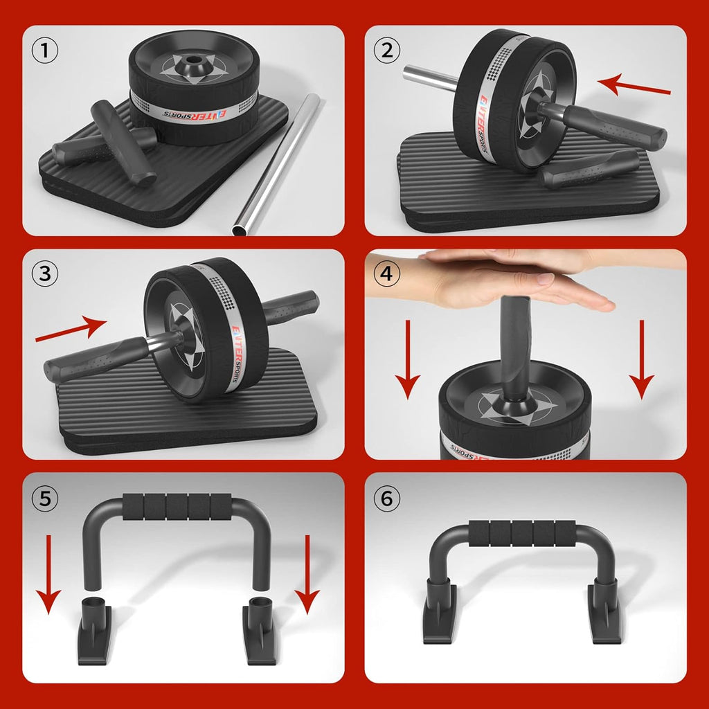 EnterSports Ab Roller Wheel Set — Core Abdominal Trainer with Knee Mats
