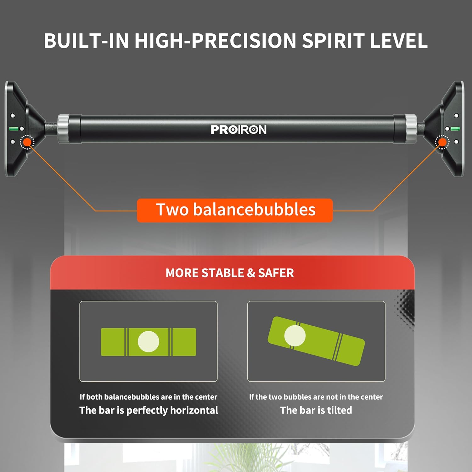 PROIRON Doorway Pull Up Bar — No-Screw Chin Up Bar for Home Gym, 200kg