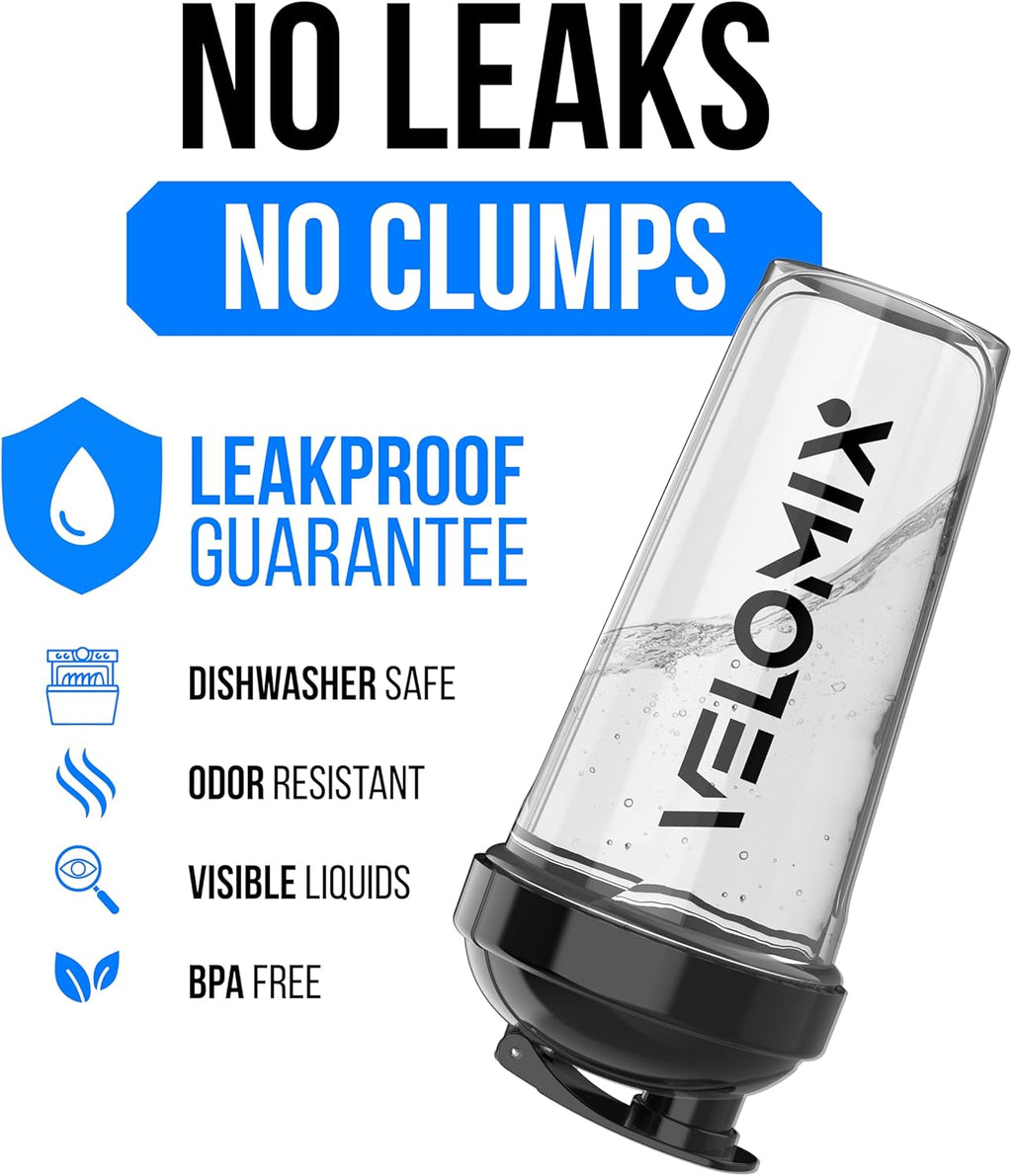 VELOMIX 2-Pack 828ml Protein Shaker Bottles — Leakproof Gym Shaker with Mixball