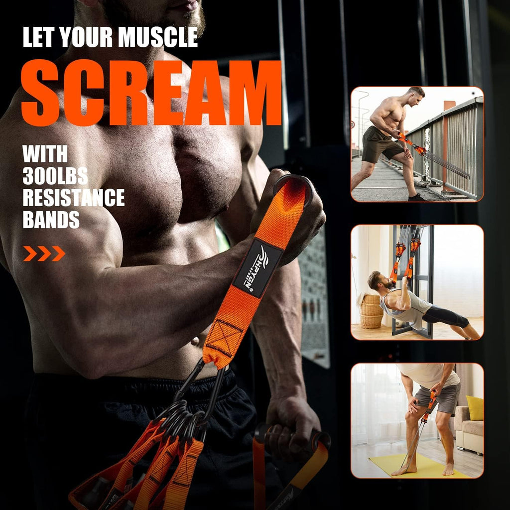 HPYGN Heavy Resistance Bands Set — 300/420LBS Home Gym Workout Bands with Handles