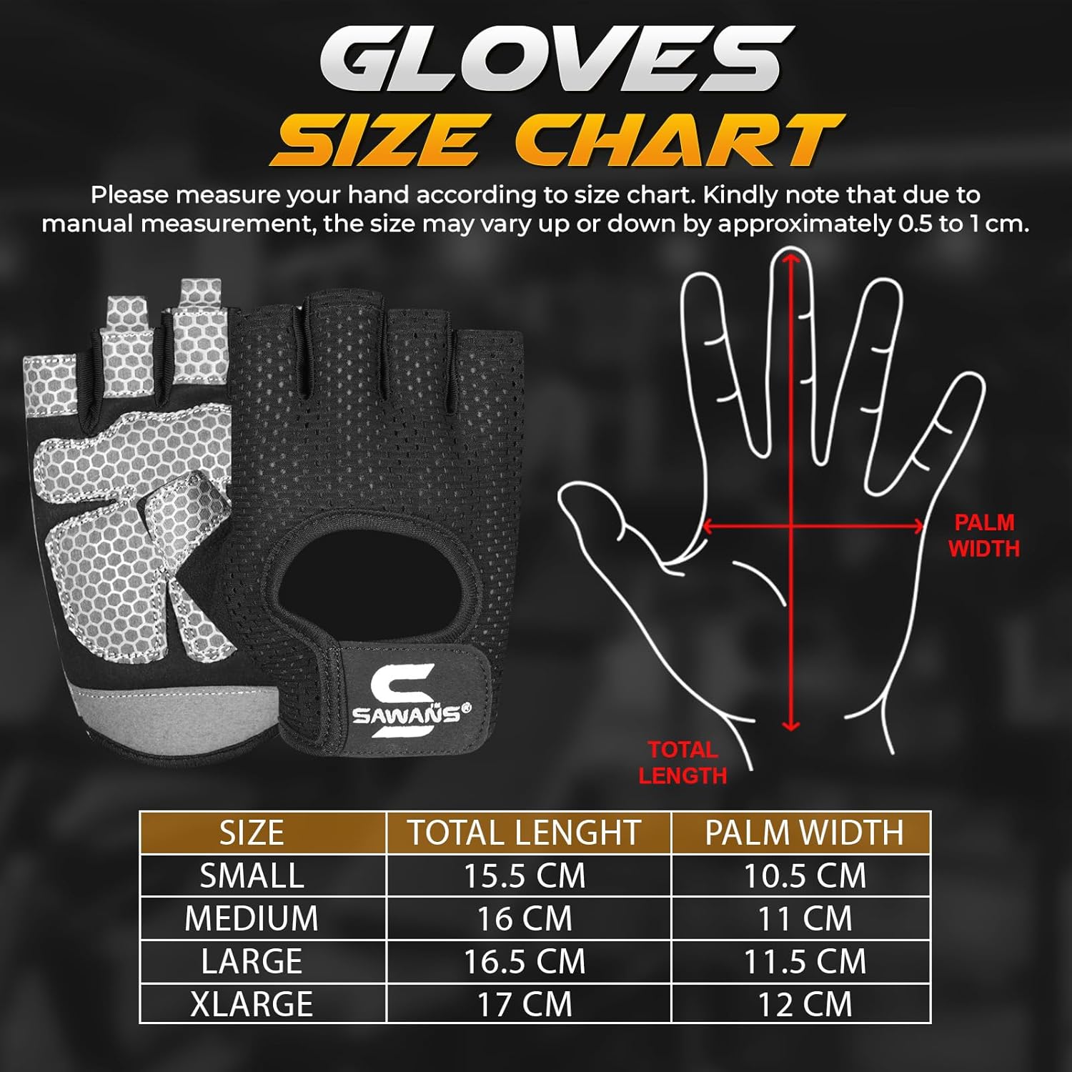 SAWANS Breathable Gym Gloves — Non-Slip Silicone Palm Protection