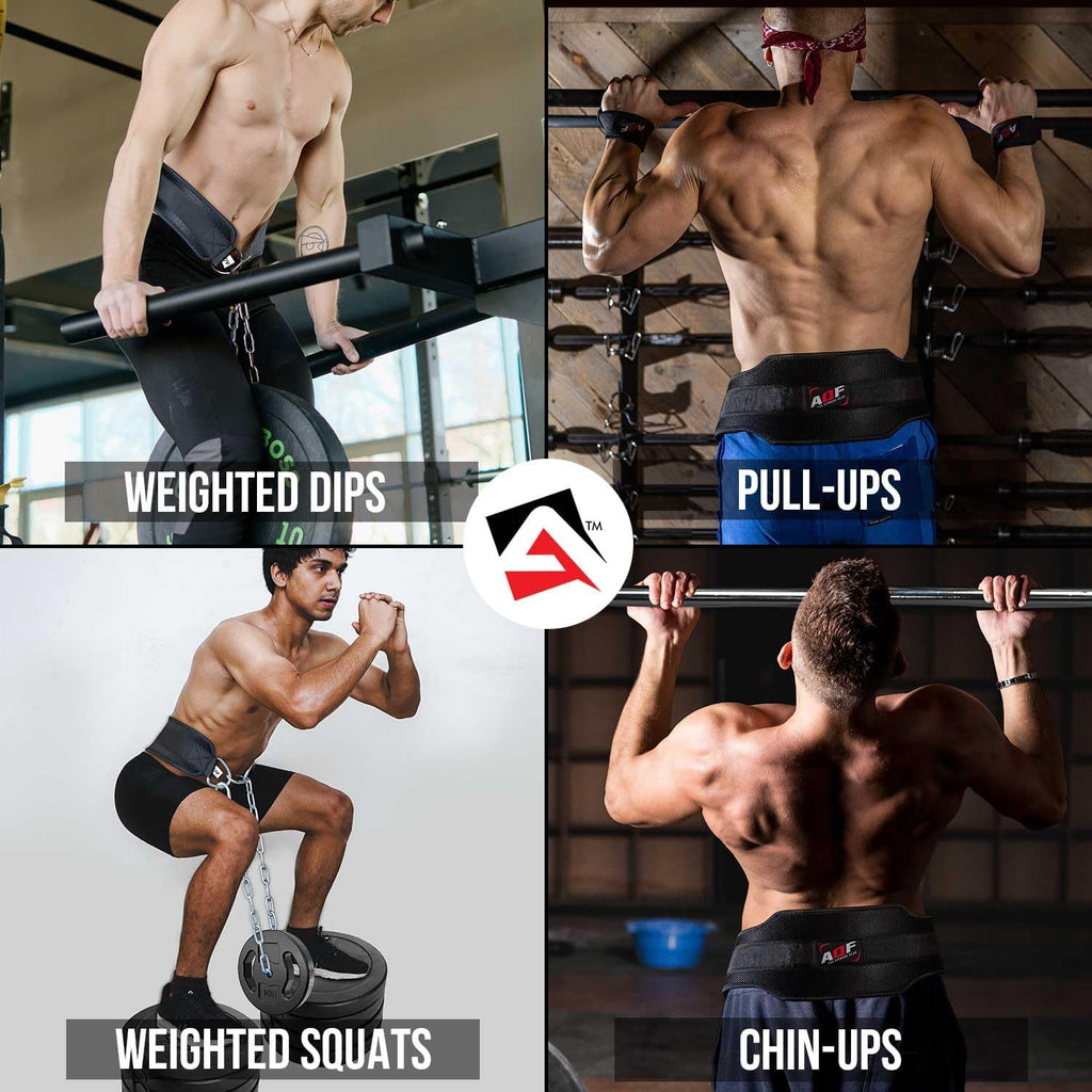 AQF Dip Belt — Neoprene Padded Weight Belt with 36 inch Steel Chain