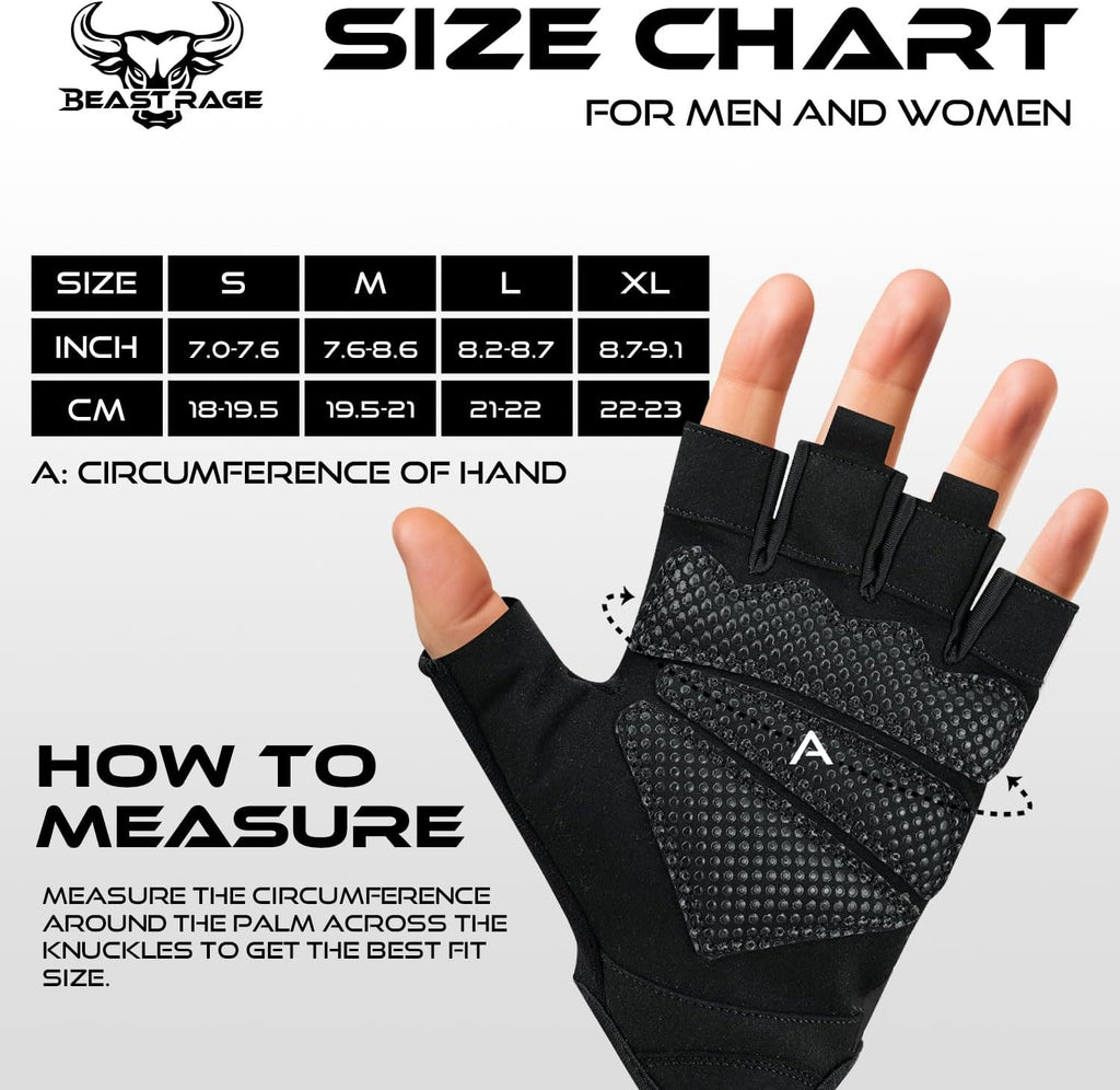 BEAST RAGE Weight Lifting Gloves — Non-Slip Gym Gloves for Men & Women
