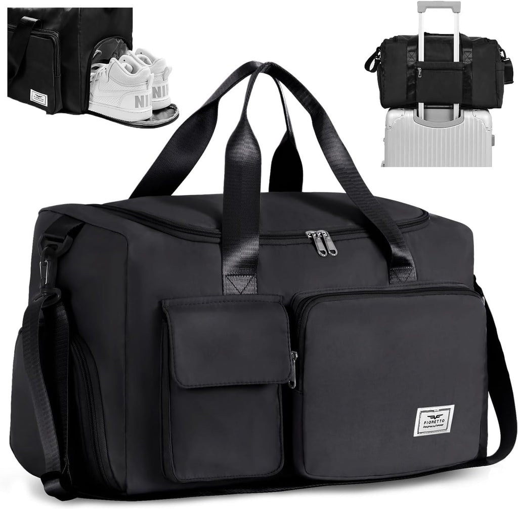 FIORETTO Sports Gym Duffle Bag — Water Resistant Holdall with Shoe Compartment