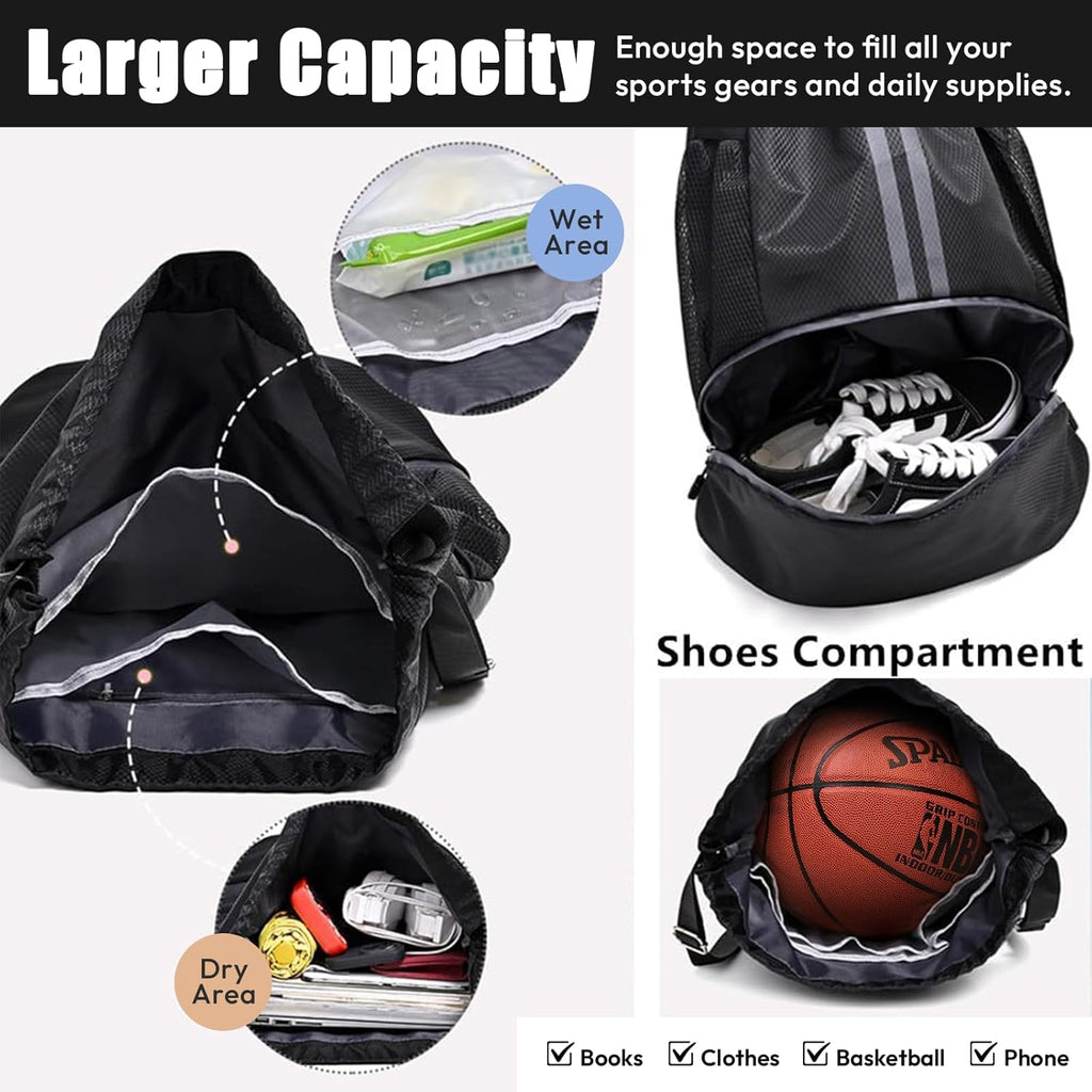 Sioloc Waterproof Drawstring Backpack — Gym & Swim Bag with Shoe Compartment