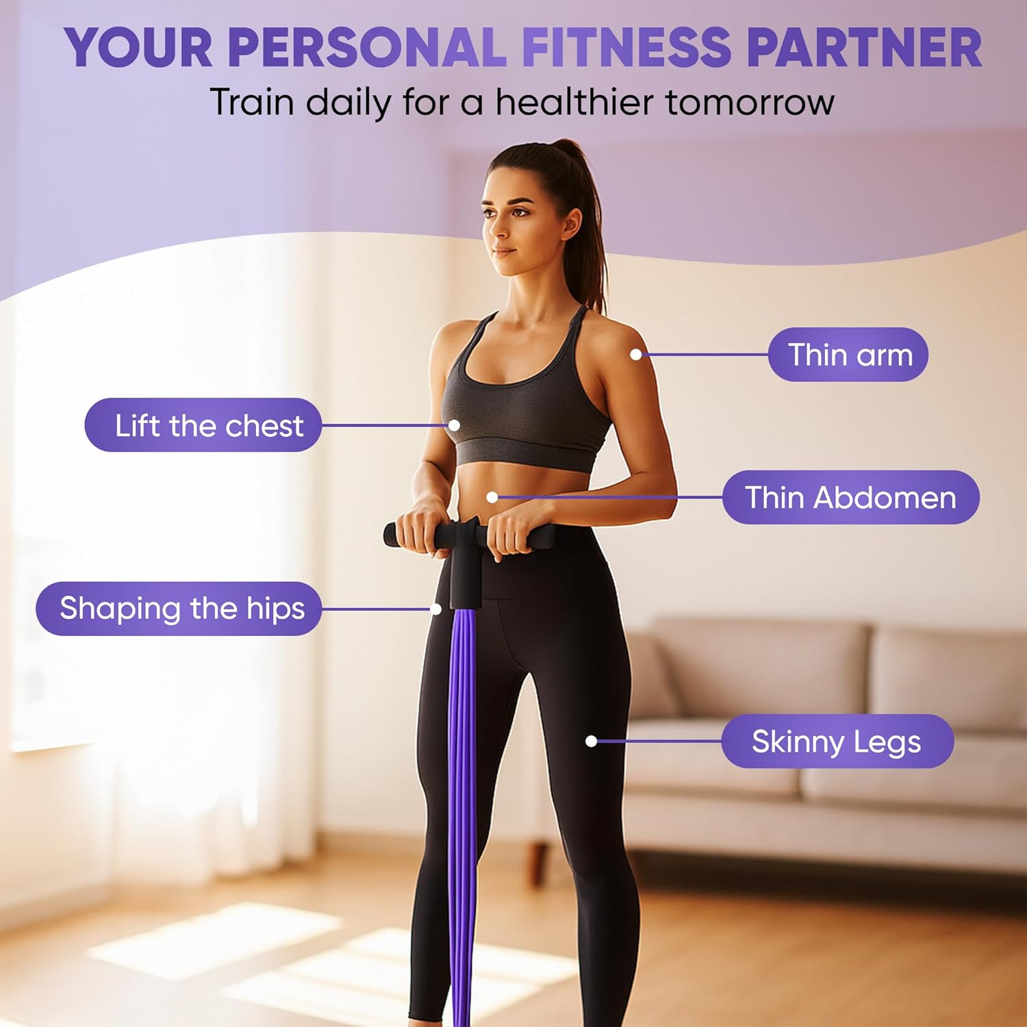 Abdominal Trainer Sit-Up Bands — 6-Tube Full Body Home Workout Expander