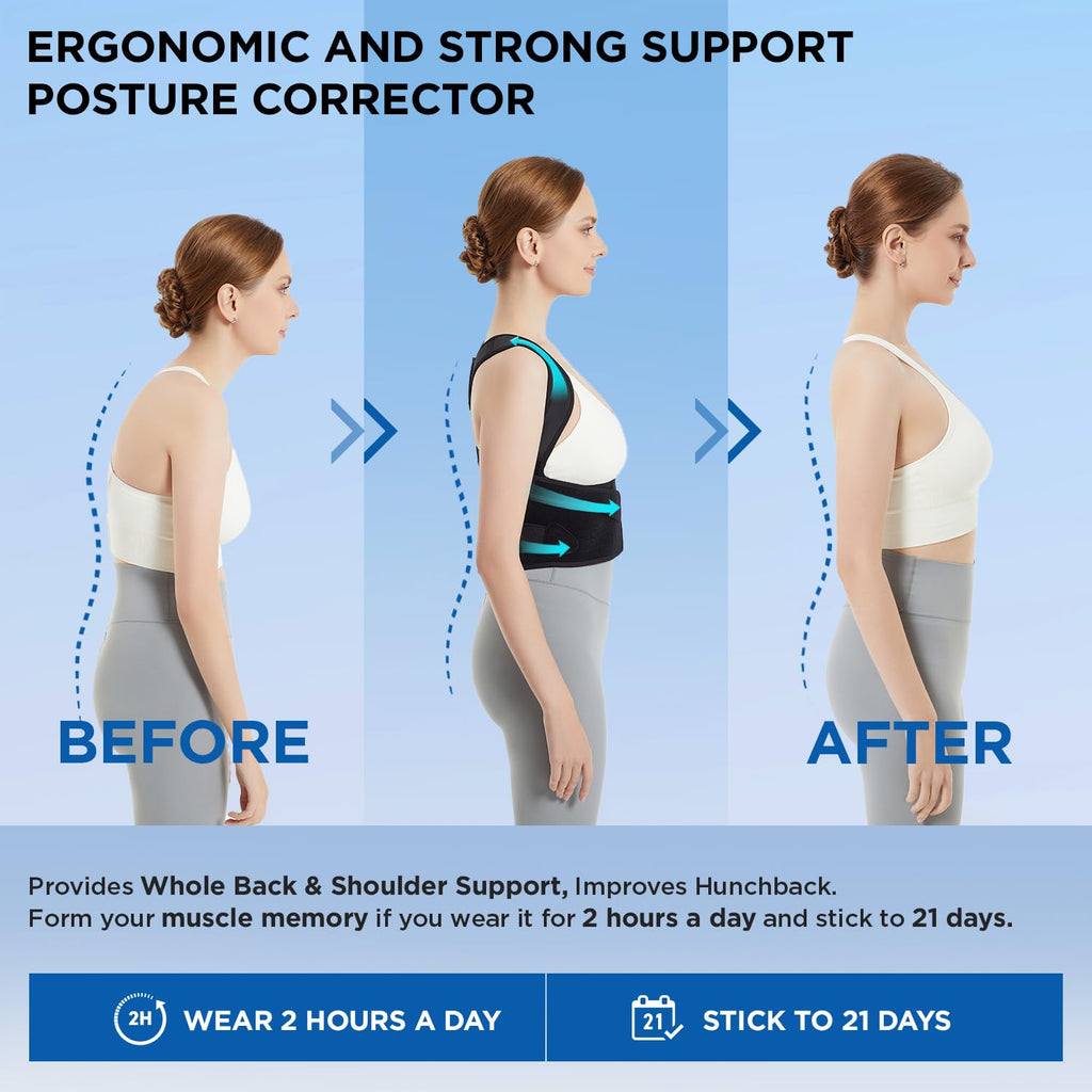 Vicorrect Posture Corrector — Adjustable Back Brace for Upper Back Pain Relief
