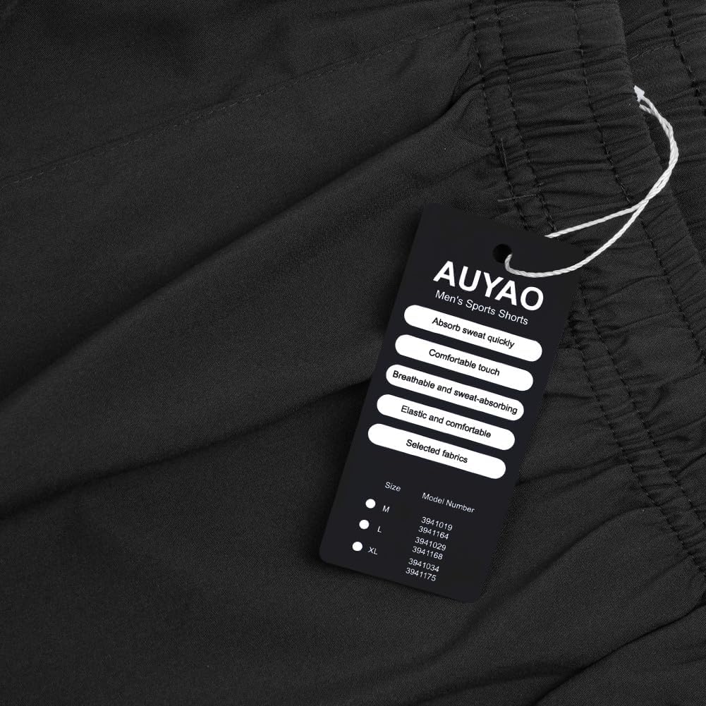AUYAO Men's Running Shorts — Quick-Dry Gym Shorts with Zip Pockets