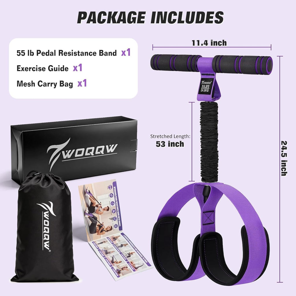 Pedal Resistance Band with Handles — Core, Abs & Leg Trainer for Home Workouts