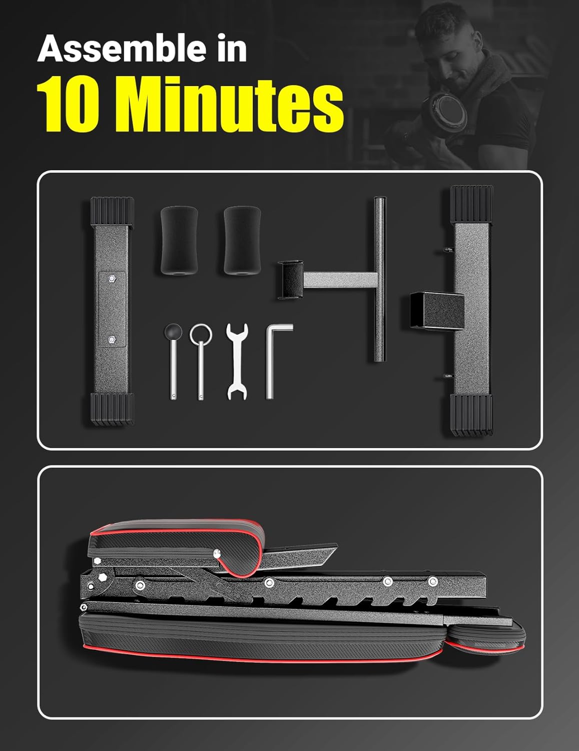 YOLEO Adjustable Weight Bench — Flat, Incline & Decline Home Gym Bench Press