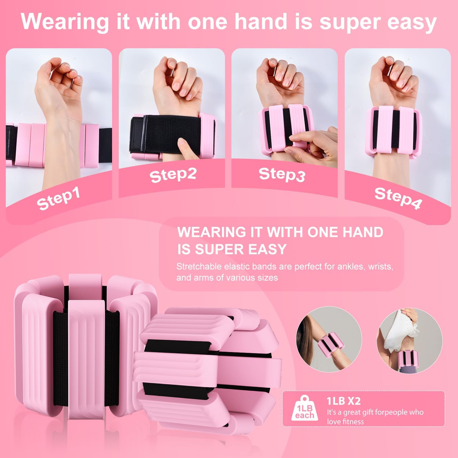 Ankle & Wrist Weights Set of 2 — Adjustable Wearable Weights for Yoga & Running