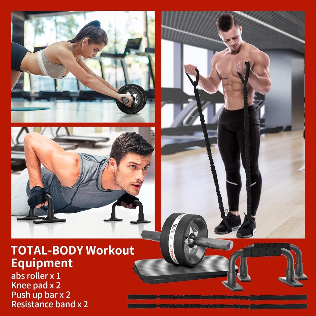 EnterSports Ab Roller Wheel Set — Core Abdominal Trainer with Knee Mats