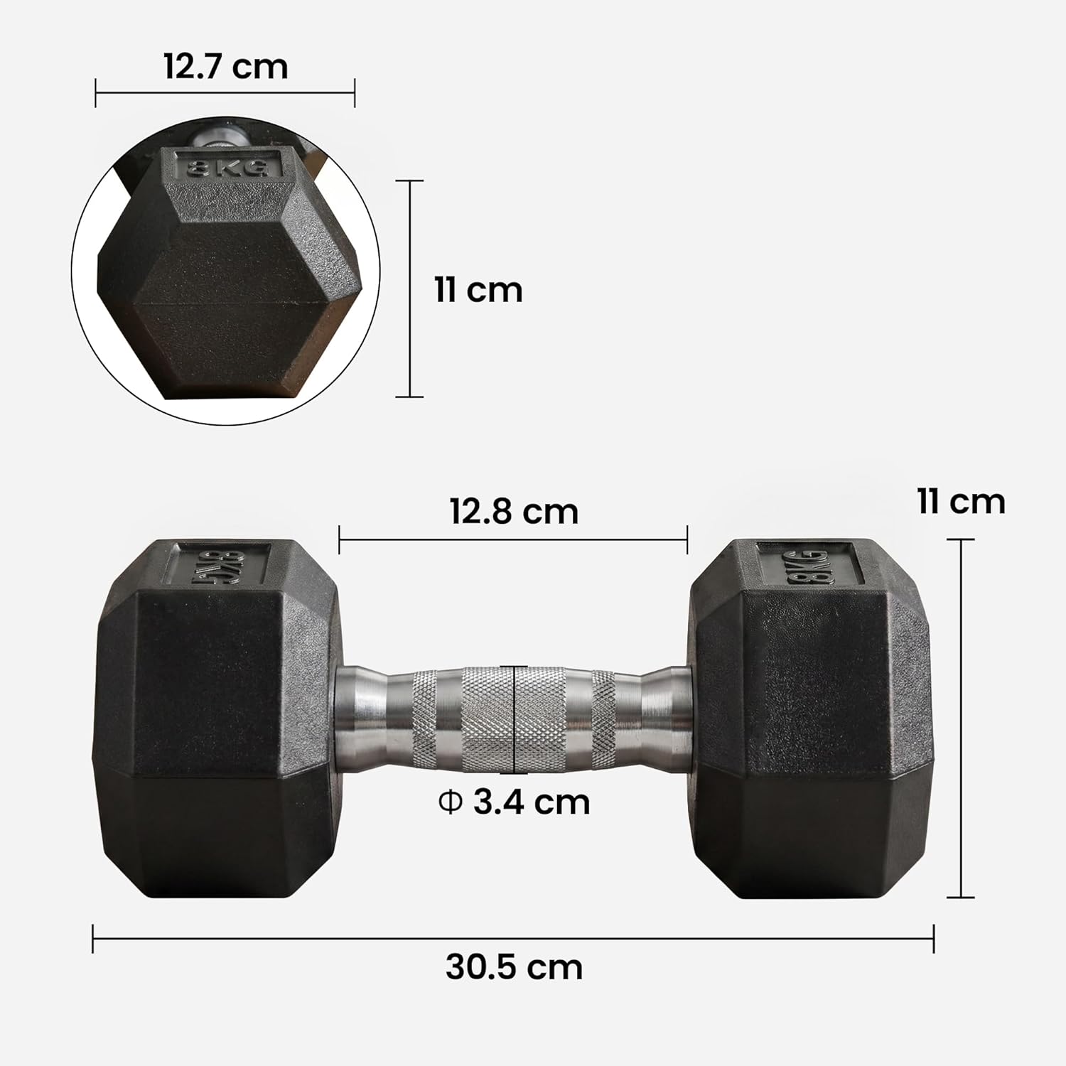 HOMCOM Rubber Hex Dumbbell Set — Anti-Roll Free Weights for Home Gym Training