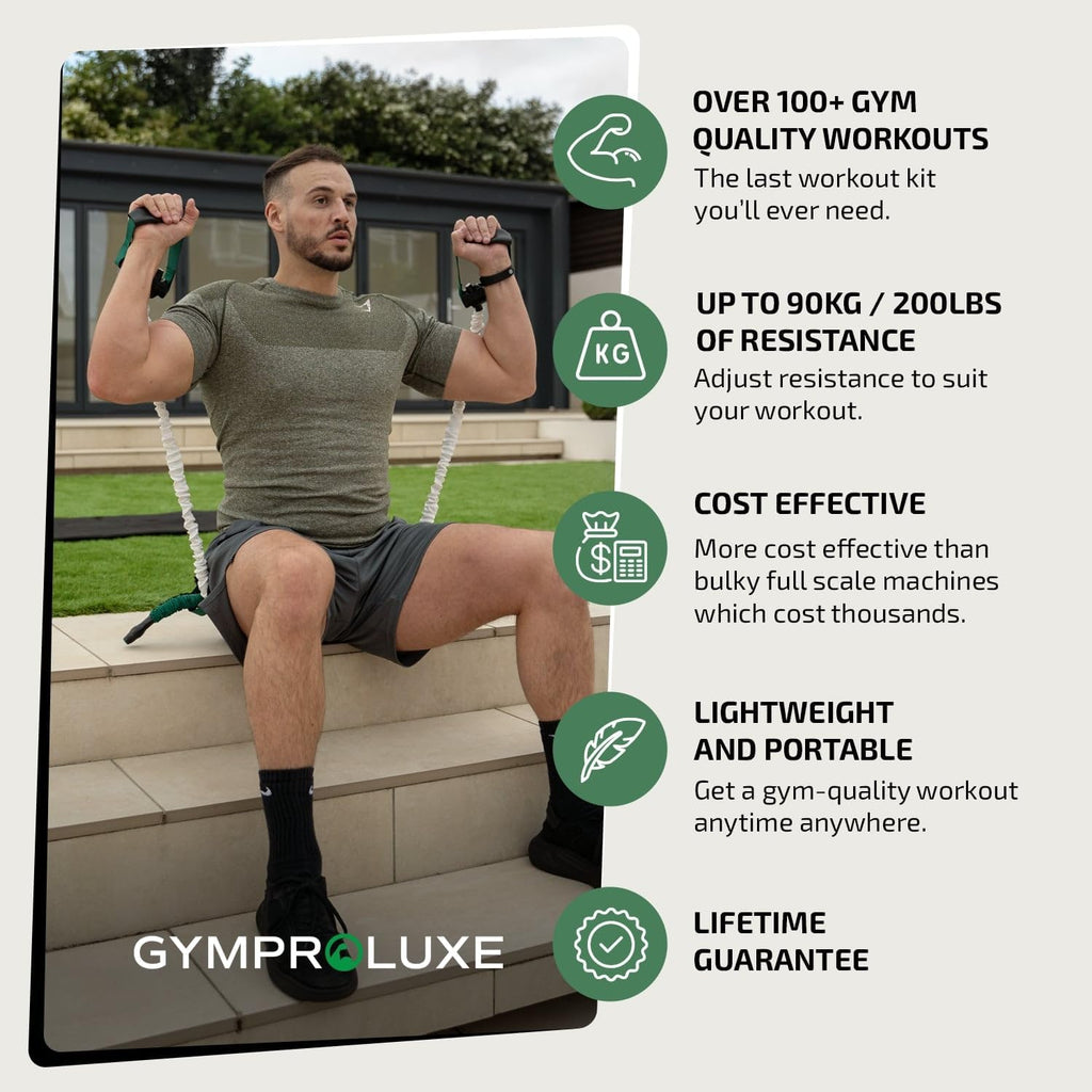Gymproluxe Portable Resistance Band & Bar Set — 90KG Home Gym Equipment
