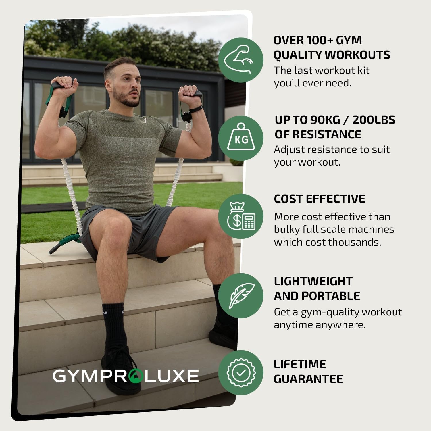 Gymproluxe Portable Resistance Band & Bar Set — 90KG Home Gym Equipment
