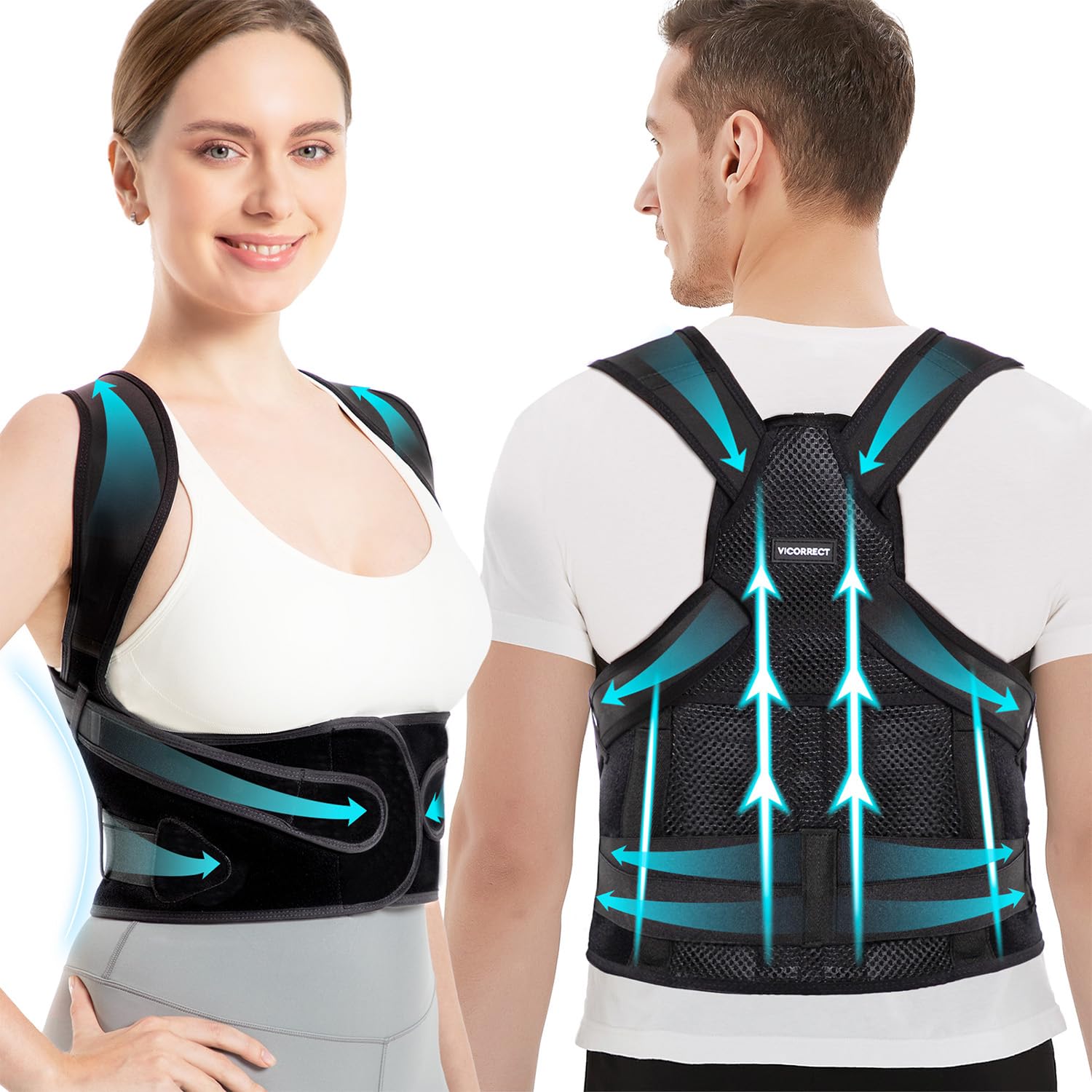 Vicorrect Posture Corrector — Adjustable Back Brace for Upper Back Pain Relief