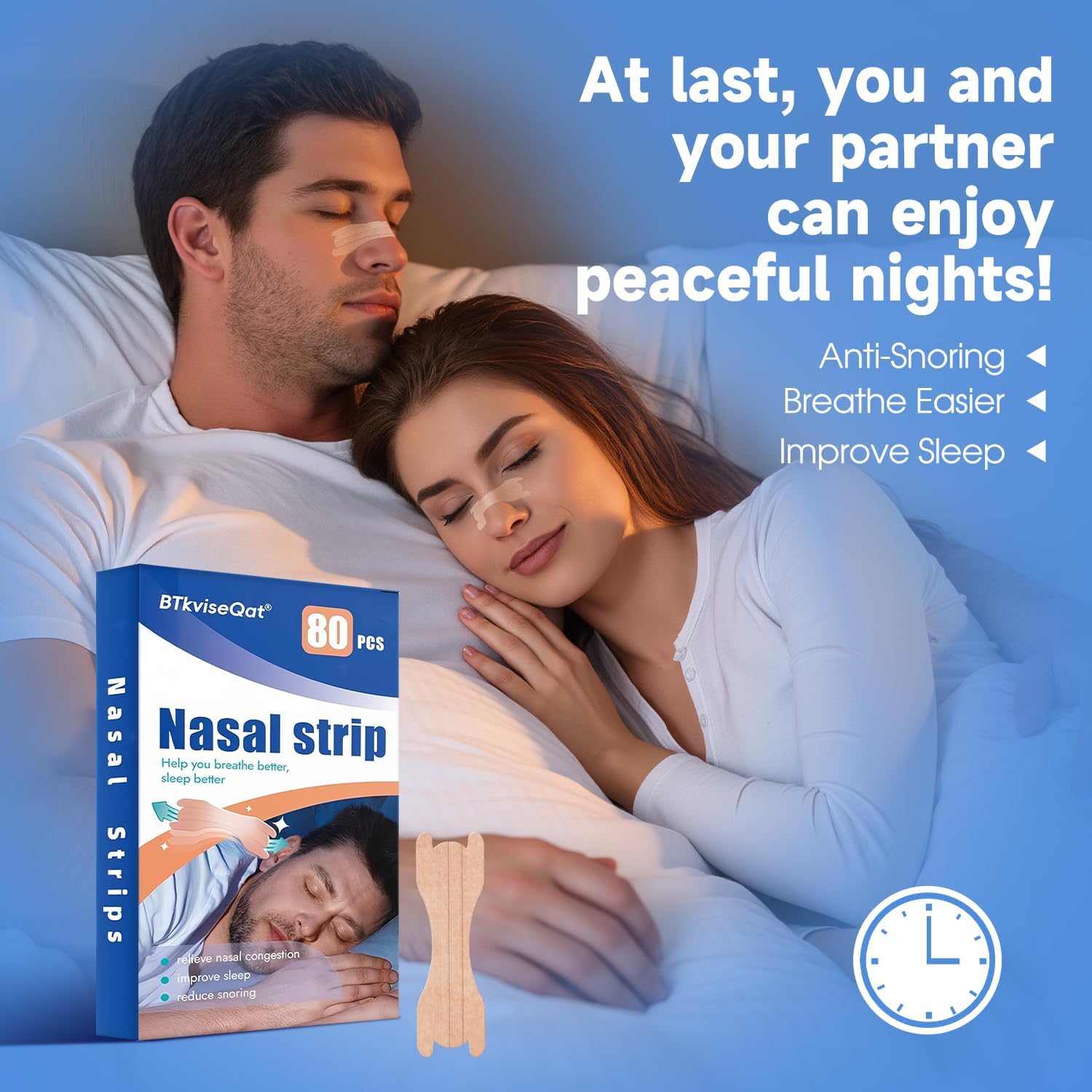 Nasal Strips 80 Pack — Drug-Free Nose Strips for Breathing, Sport & Snoring