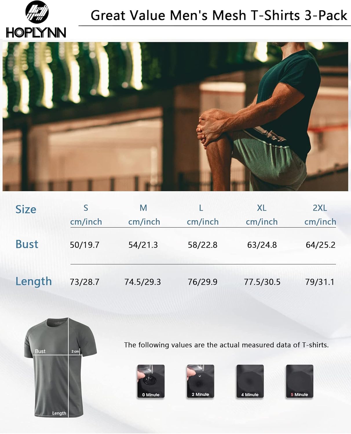 HOPLYNN Running Shirts Multipack — Dry-Fit Breathable Gym T-Shirts for Men