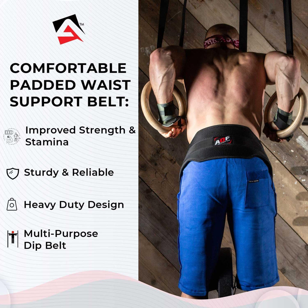 AQF Dip Belt — Neoprene Padded Weight Belt with 36 inch Steel Chain