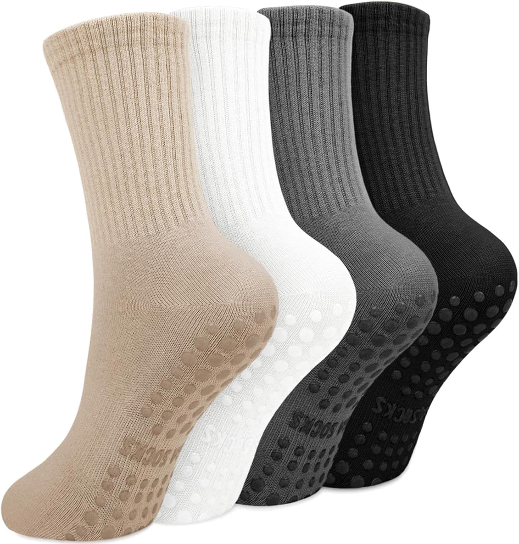 Yikki Pilates Grip Socks 4 Pairs — Non-Slip Yoga & Reformer Socks for Women