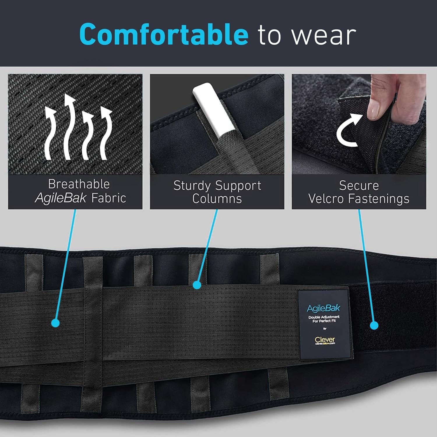 Clever Yellow Back Support Belt — Lumbar Brace for Lower Back Pain Relief