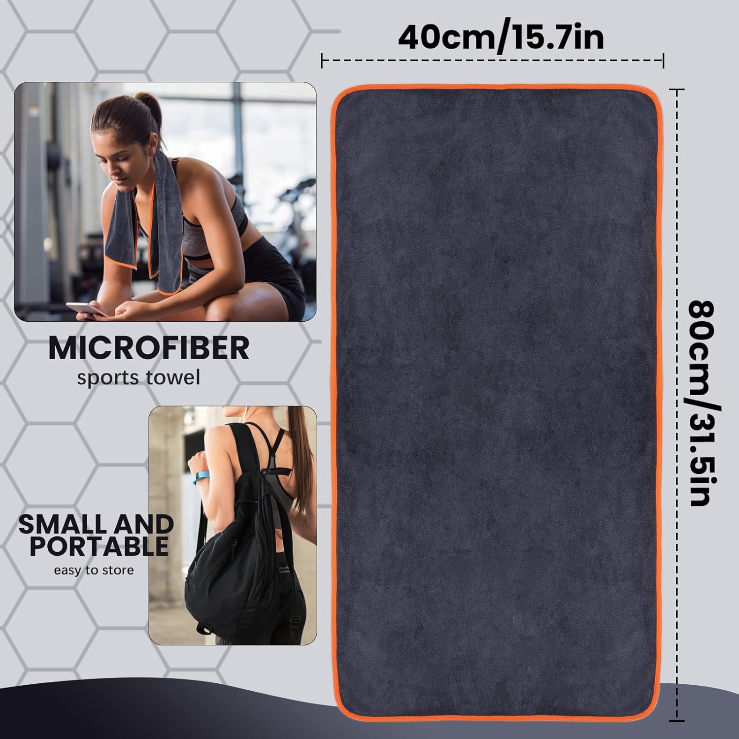 Microfibre Gym Towel 3 Pack — Fast Drying Sports Towel for Gym, Yoga & Travel
