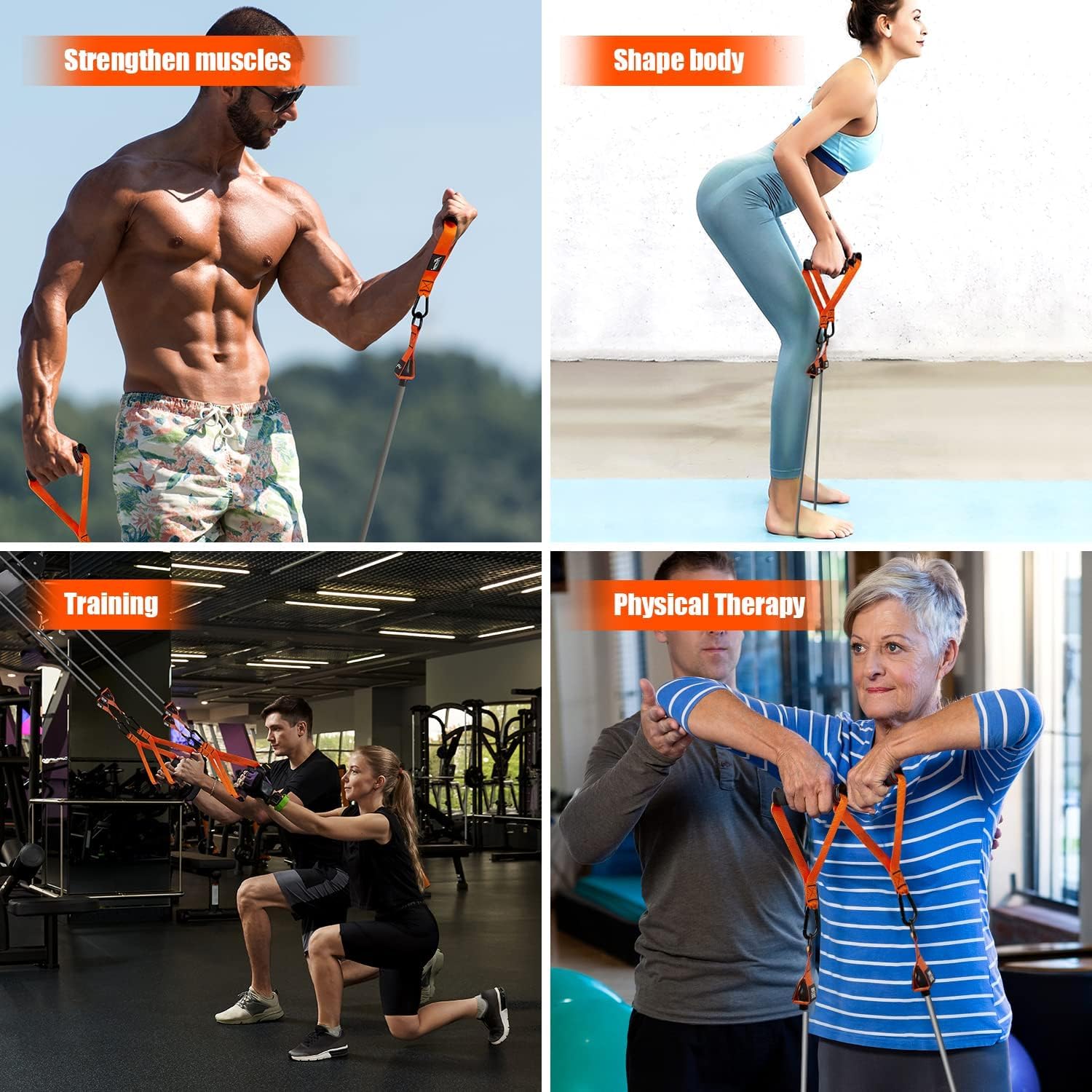 HPYGN Heavy Resistance Bands Set — 300/420LBS Home Gym Workout Bands with Handles