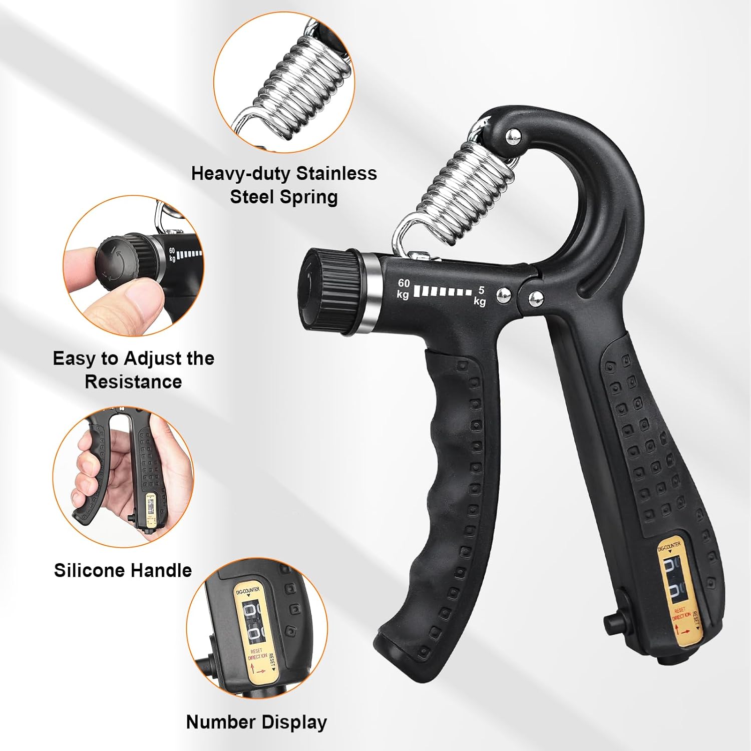 GRIFEMA Hand Grip Strengthener with Counter — Adjustable 5-60kg Forearm Trainer