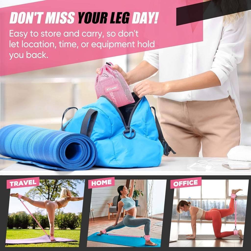 KUZARO Resistance Bands with Ankle Straps — Glutes & Leg Workout Equipment