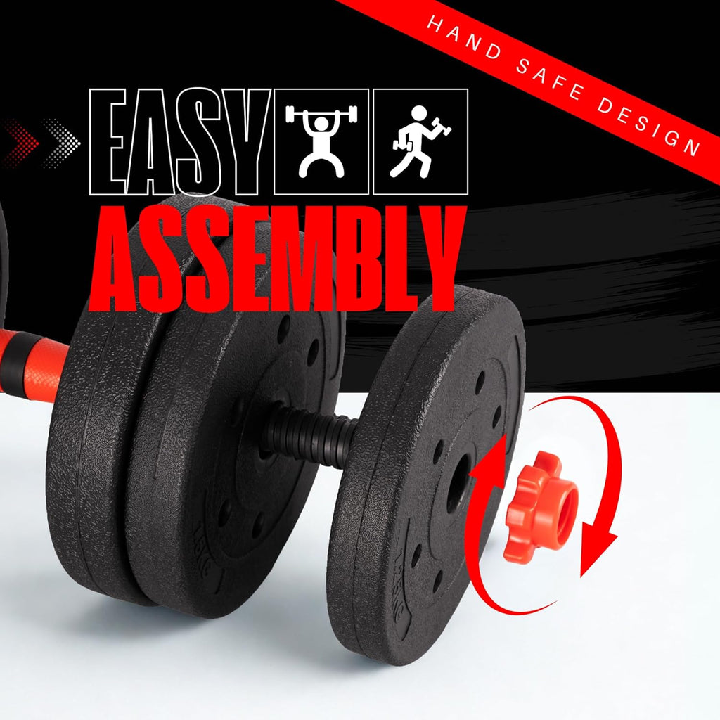 Straame 20KG Adjustable Dumbbell & Barbell Set — Home Gym Free Weights