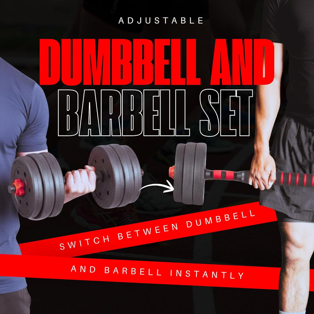 Straame 20KG Adjustable Dumbbell & Barbell Set — Home Gym Free Weights