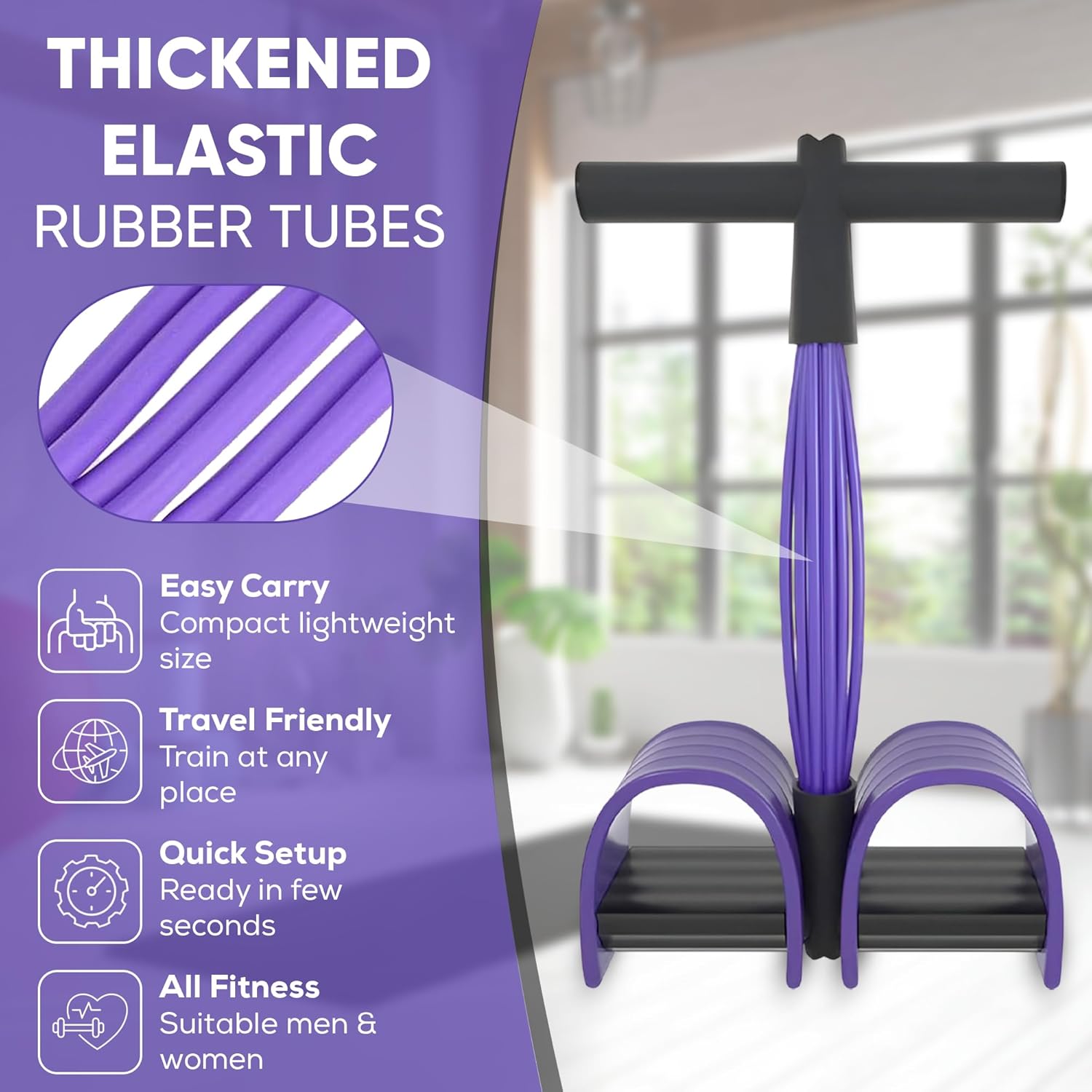 Abdominal Trainer Sit-Up Bands — 6-Tube Full Body Home Workout Expander