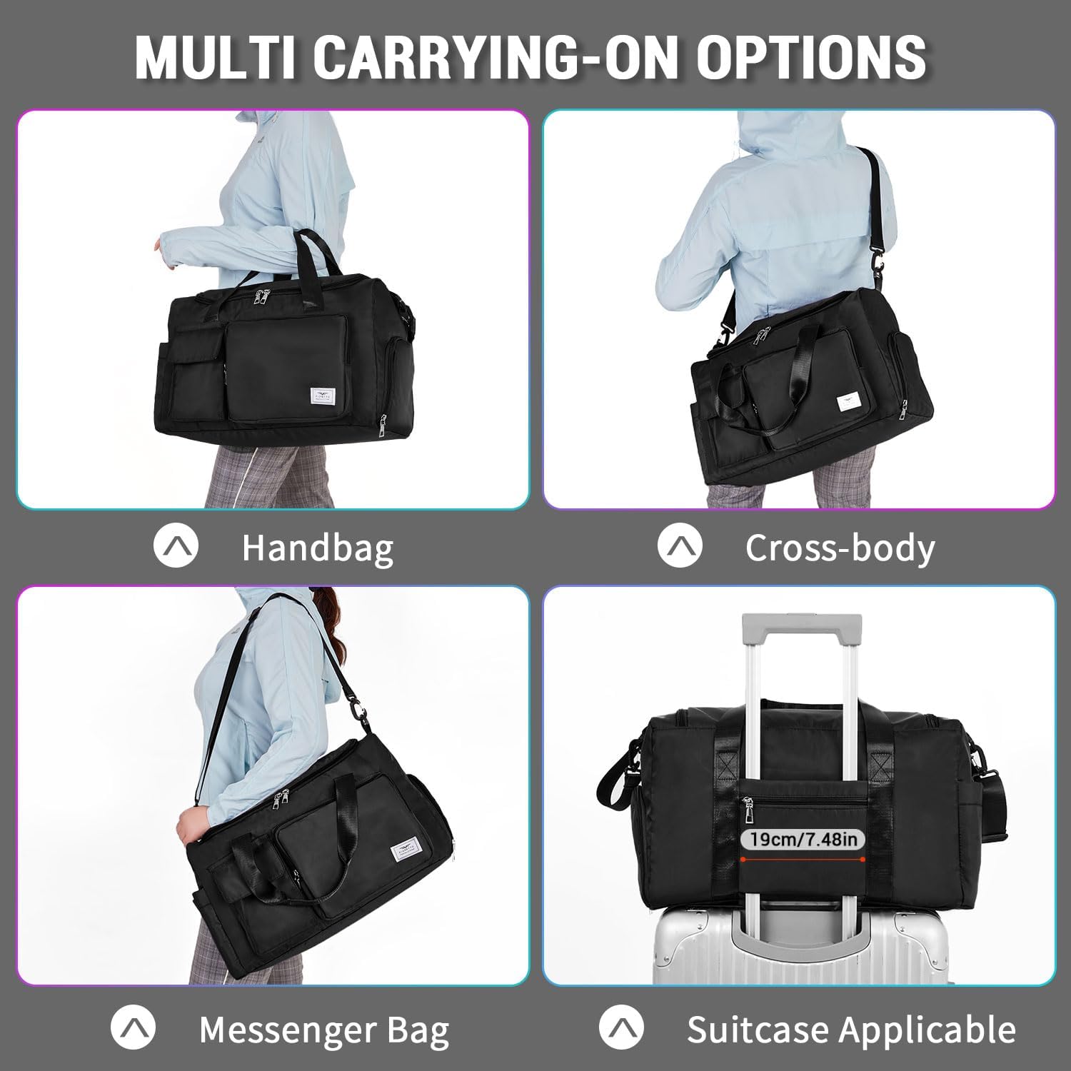 FIORETTO Sports Gym Duffle Bag — Water Resistant Holdall with Shoe Compartment