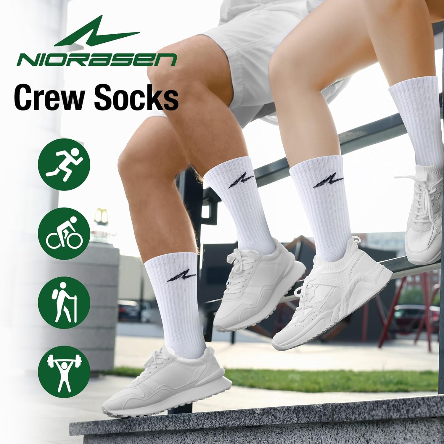Niorasen Cushioned Sports Socks — Combed Cotton Gym Running Socks for Men & Women