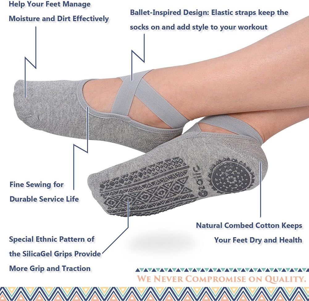 Ozaiic Yoga Socks for Women — Non-Slip Five-Toe Grip Socks for Pilates & Barre