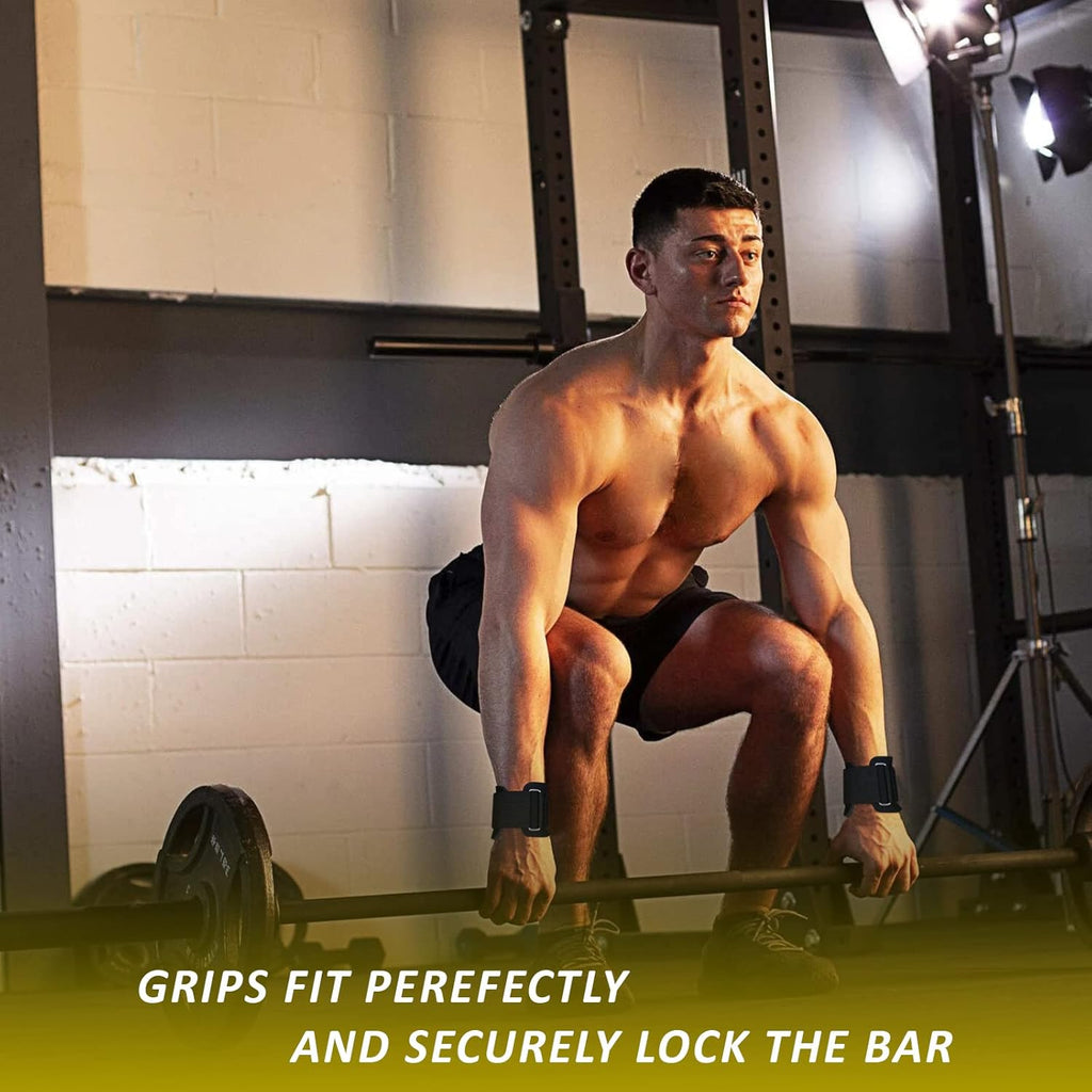 Weight Lifting Hooks — Non-Slip Rubber Grips with Neoprene Wrist Support Padding