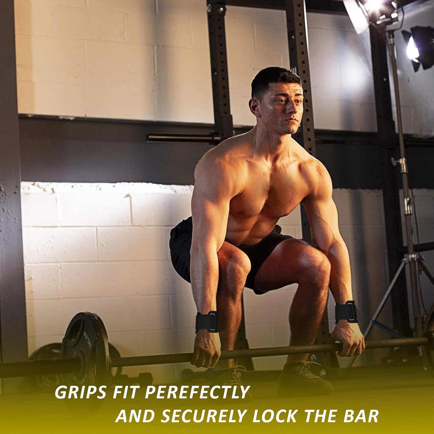Weight Lifting Hooks — Non-Slip Rubber Grips with Neoprene Wrist Support Padding