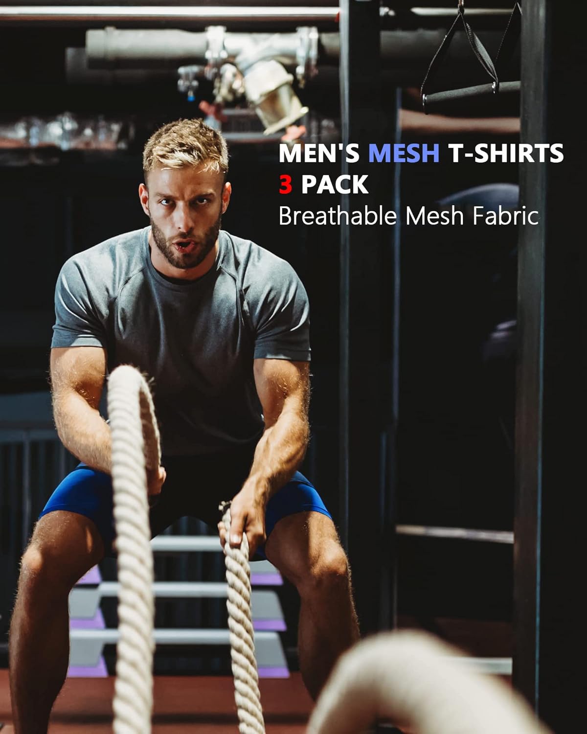 HOPLYNN Running Shirts Multipack — Dry-Fit Breathable Gym T-Shirts for Men